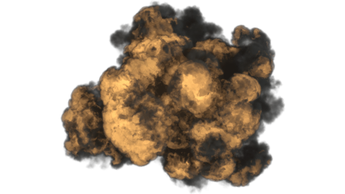 Birds Eye View Explosion Black Smoke