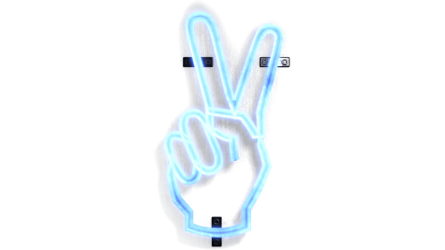 Neon Symbol Hand Peace Sign