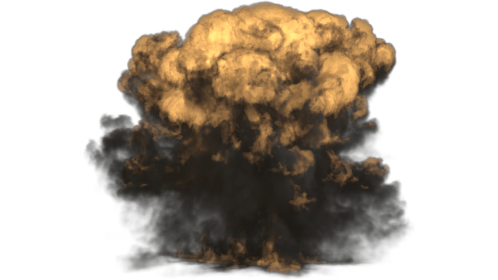 Wide Explosion Black Smoke