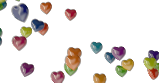 (4K) Multi Colored Hearts Floating