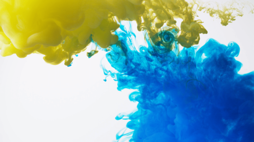 (4K) Yellow and Blue Ink Underwater 2