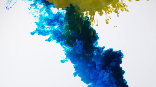 Blue Vs Yellow Ink Underwater