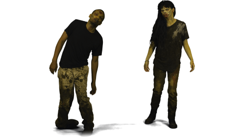 Zombie Group Walk Toward Camera